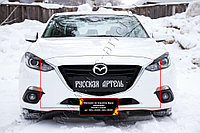 Накладки на передние фары (реснички) Mazda 3 седан 2013-2016 (III дорестайлинг)