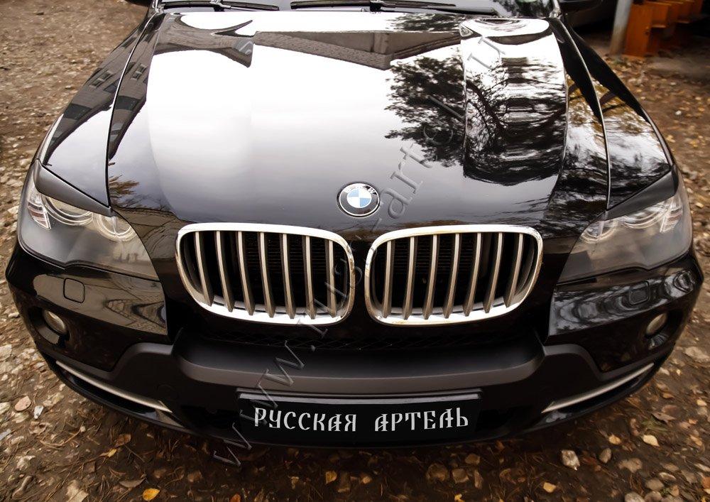 Накладки на передние фары (реснички) BMW X5 (E70) 2007-2010 - фото 2 - id-p87818928
