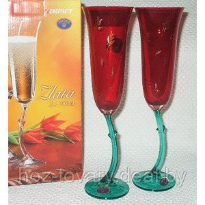 Bohemia ZLATA 40697/437368/190 - Набор чешских бокалов для шампанского 2 шт. по 190 мл - фото 2 - id-p87827970