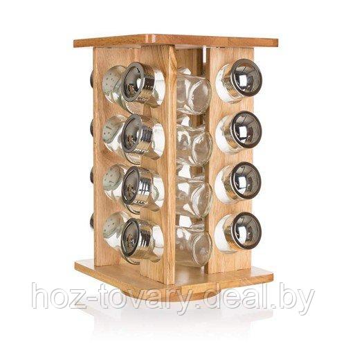 Набор Brillante из 16 стеклянных банок для специй на вращающейся деревянной подставке арт. 27060116