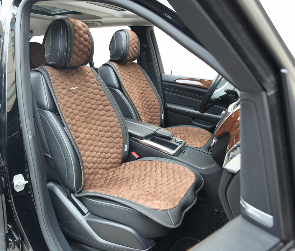 Накидки универсальные CAPRI FRONT на передние сидения авто, цвет Черный/Коричневый/Коричневый. Артикул 21868 - фото 1 - id-p87865866