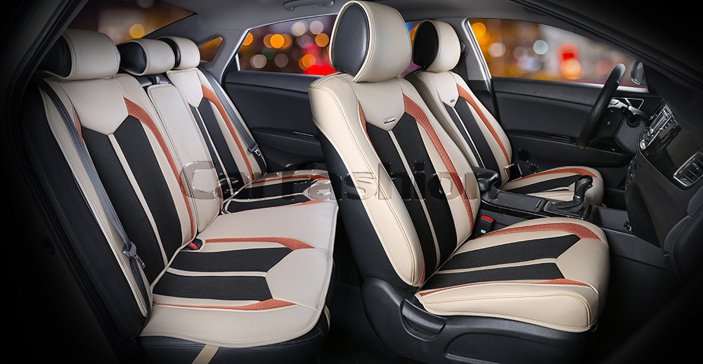 Накидки универсальные URBAN FRONT на переднее сидения авто, цвет Бежевый/Черный/Светло-коричневый. Артикул 21974