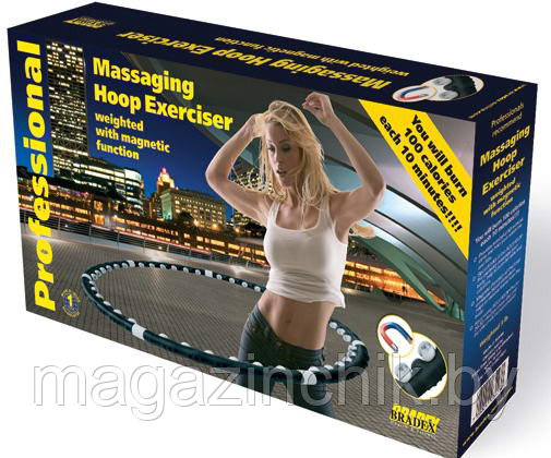 Обруч гимнастический массажный утяжелённый «MASSAGING HOOP EXERCISER Profession 1,3 кг с магнитами в комплекте - фото 2 - id-p4305424