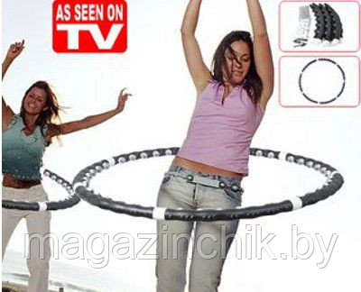 Обруч гимнастический массажный утяжелённый «MASSAGING HOOP EXERCISER Profession 1,3 кг с магнитами в комплекте - фото 4 - id-p4305424