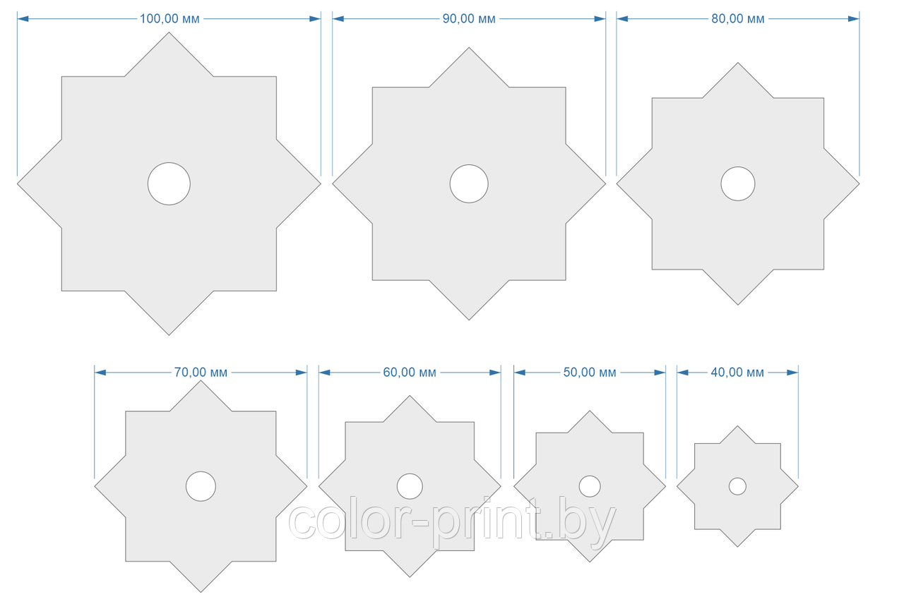 Набор шаблонов ''Звезда 8'' , ПЭТ 0,7 мм (1уп = 5наборов) - фото 2 - id-p87884742