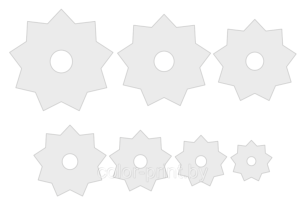 Набор шаблонов ''Звезда 9'' , ПЭТ 0,7 мм (1уп = 5наборов) - фото 1 - id-p87886786