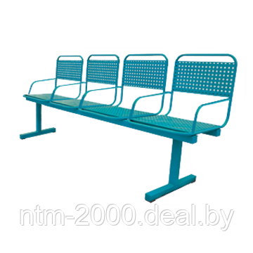 Секция стульев Бриз-3п (4-х мест. с подлок., перфорированный металл)