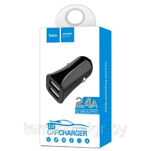Автомобильное ЗУ Z12 Elite Dual USB Car Charger для iOS&Android (2USB: 5V & 2.4A) черный Hoco - фото 1 - id-p87921365