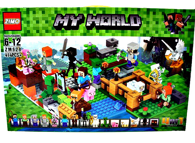 Конструктор Zimo ZM628 My World Персонажи Майнкрафт (аналог Lego Minecraft) 414 д