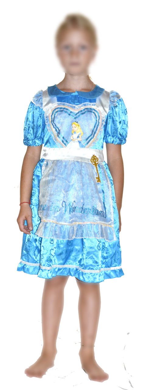 Платье карнавальное Алиса в Стране Чудес на 7-8 лет рост 122-128 см