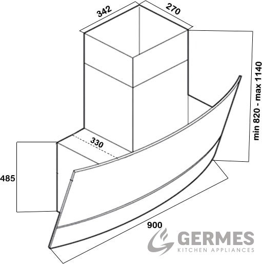 Вытяжка Germes Sigma (90 см, черная) - фото 7 - id-p87989907