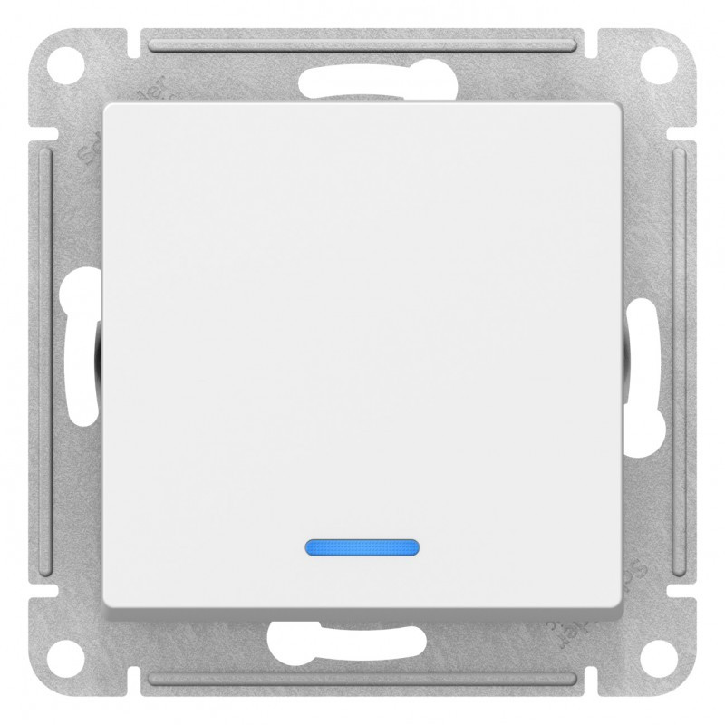 Выключатель одноклавишный с подсветкой, цвет Белый (Schneider Electric ATLAS DESIGN)