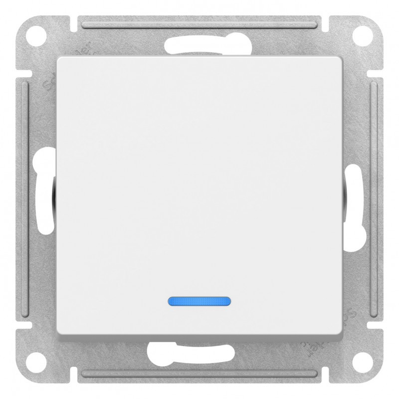 Выключатель проходной (переключатель) одноклавишный с подсветкой, цвет Белый (Schneider Electric ATLAS DESIGN) - фото 2 - id-p88018066