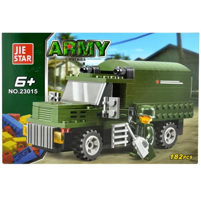 Конструктор Jie Star 23015 Армия: Военный грузовик 182 детали - фото 1 - id-p88018402