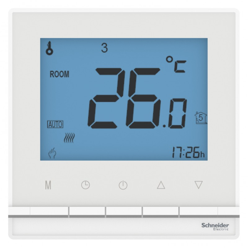 Термостат теплого пола с датчиком,от+5 до +35°C, 16A, цвет Белый (Schneider Electric ATLAS DESIGN)