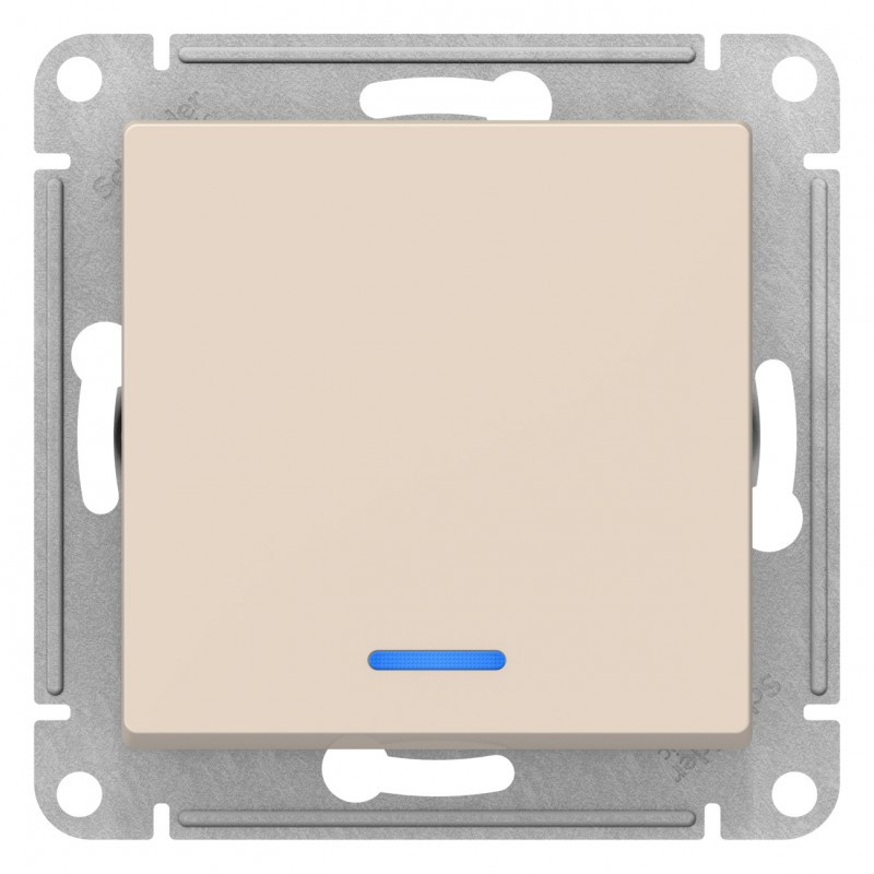 Выключатель одноклавишный с подсветкой, цвет Бежевый (Schneider Electric ATLAS DESIGN) - фото 2 - id-p88018458