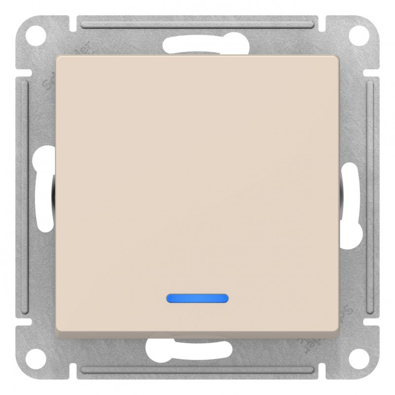 Выключатель проходной (переключатель) одноклавишный с подсв., цвет Бежевый (Schneider Electric ATLAS DESIGN)