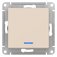 Выключатель проходной (переключатель) одноклавишный с подсв., цвет Бежевый (Schneider Electric ATLAS DESIGN)
