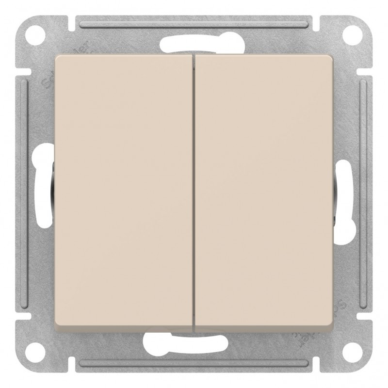 Выключатель двухклавишный, цвет Бежевый (Schneider Electric ATLAS DESIGN) - фото 2 - id-p88018459