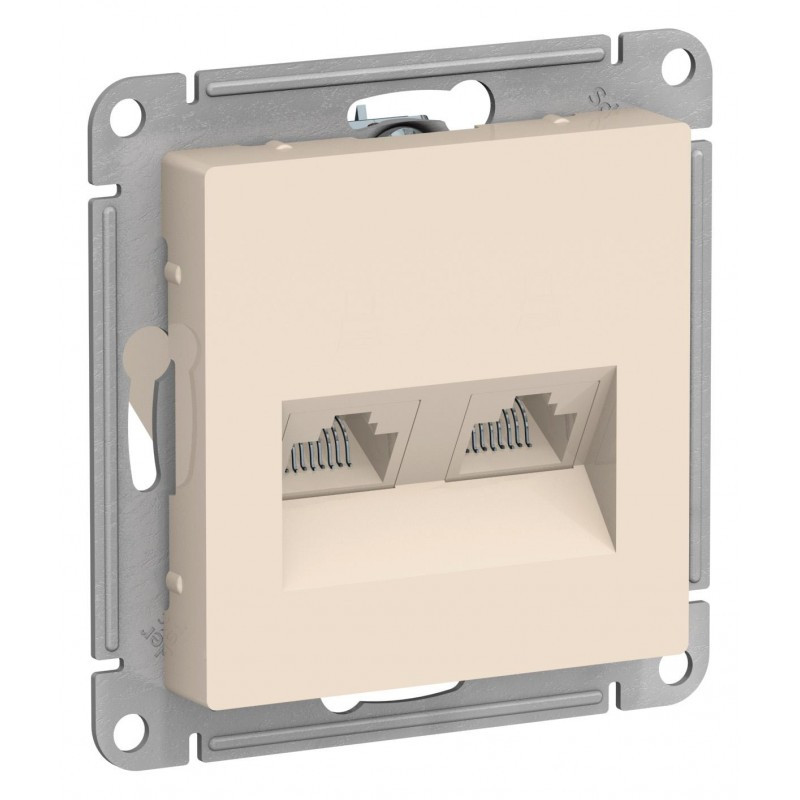 Розетка двойная RJ45+RJ45 кат.5E, цвет Бежевый (Schneider Electric ATLAS DESIGN)