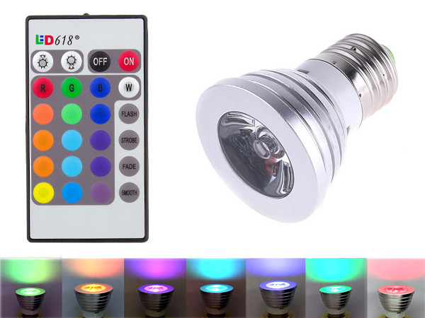 Светодиодная лампа SiPL RGB 16 цветов с пультом - фото 1 - id-p88024933