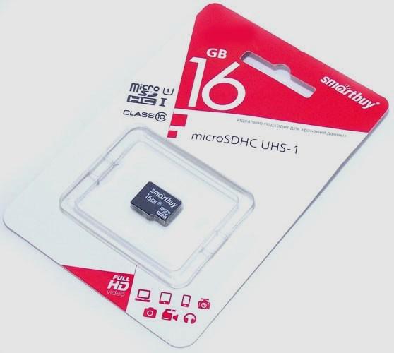 Micro SDHC карта памяти Smartbuy 16GB Сlass 10 - фото 1 - id-p5398206