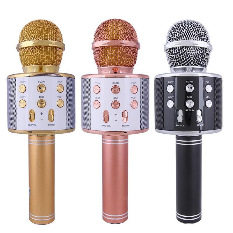 Караоке-микрофон 858 с подсветкой и функцией изменения голоса ( разные цвета) - фото 4 - id-p88056307