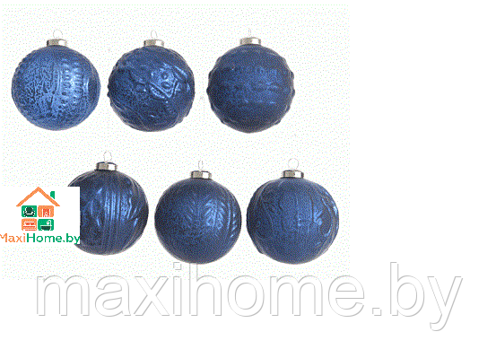 Набор шаров новогодних из стекла для украшения елки 6 шт.