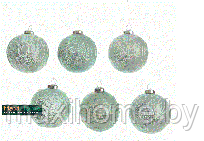 Набор шаров новогодних из стекла для украшения елки 6 шт.