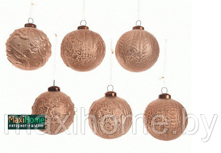 Набор шаров новогодних из стекла для украшения елки 6 шт. - фото 1 - id-p88057198