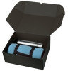 Набор: флисовый плед голубого цвета и термос 500 мл в подарочной коробке