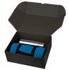 Набор: флисовый плед синего цвета и термос 500 мл в подарочной коробке