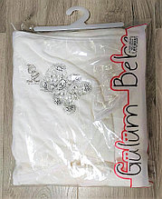 Полотенце детское белое с уголком и варежкой "Милый мишка" 90*90 с вышивкой арт.1907