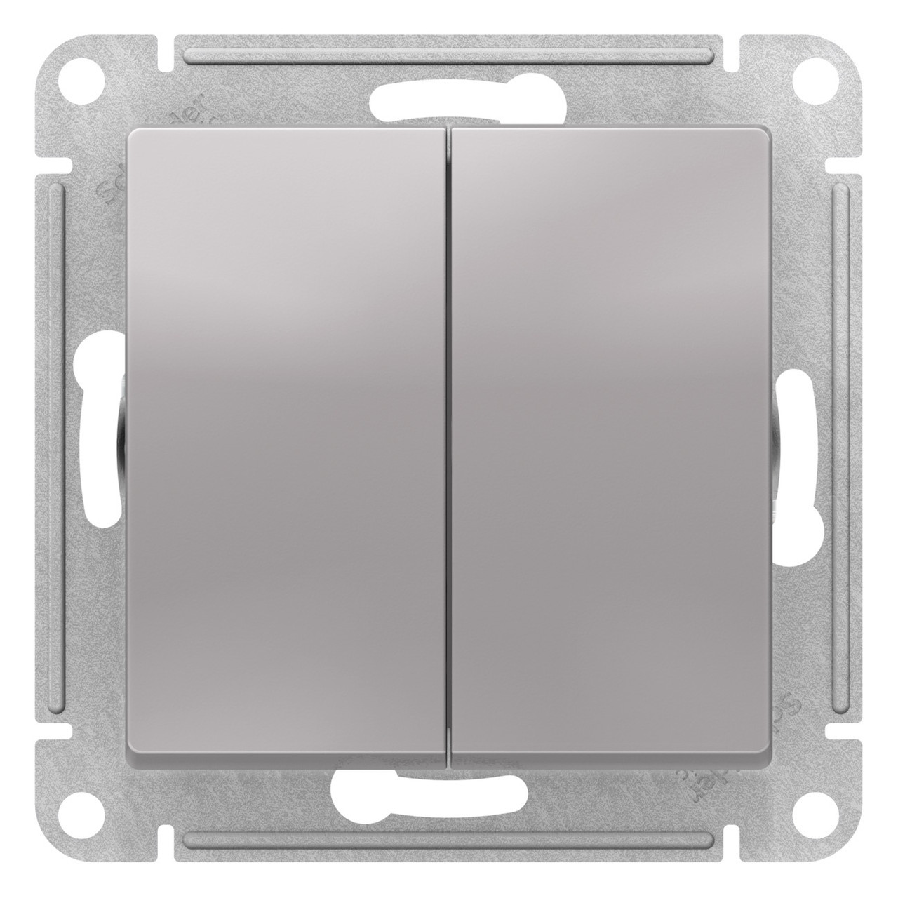 Выключатель двухклавишный, цвет Алюминий (Schneider Electric ATLAS DESIGN) - фото 1 - id-p88092465