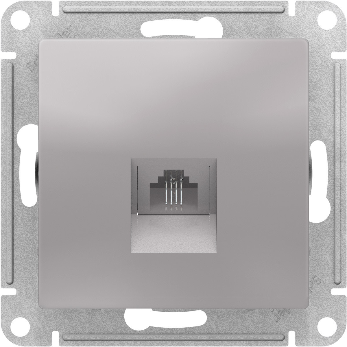 Розетка телефонная RJ11, цвет Алюминий (Schneider Electric ATLAS DESIGN)