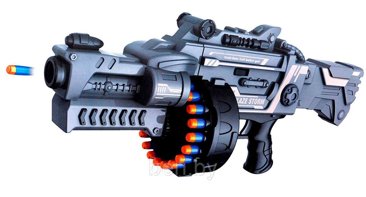 Автомат, Бластер 7075 + 40 пуль Blaze Storm детское оружие, с прицелом, мягкие пули, типа Nerf (Нерф) - фото 2 - id-p88123781