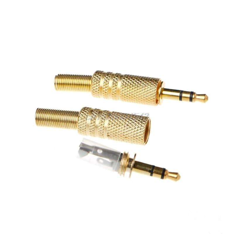Штекер 3,5 мм cтерео металл GOLD на кабель (42-012)