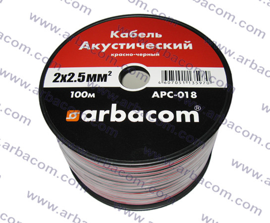 Акустический кабель 2х2.5кв.мм 100м на бобине (красно-черный) (АРБАКОМ)