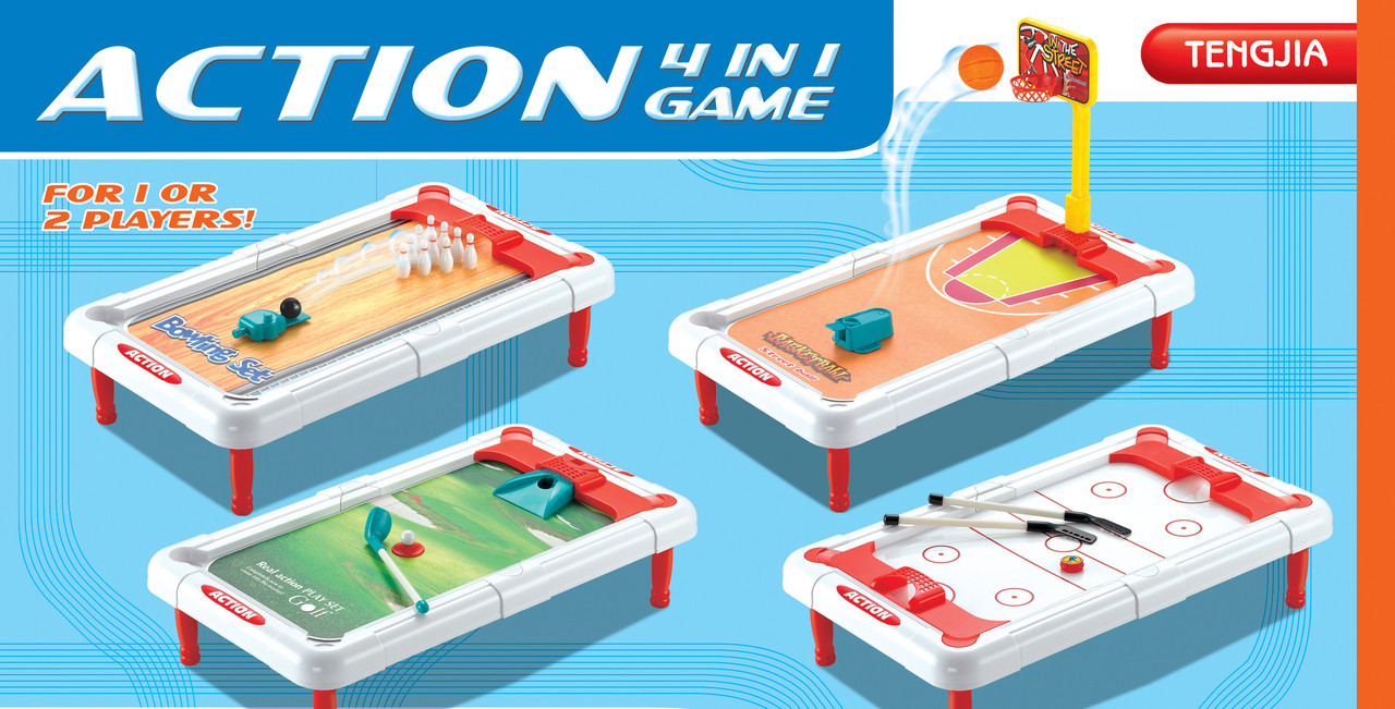 Игровой набор 4 в 1 Action Game (боулинг, баскетбол, хоккей, гольф) , арт. 628-16A - фото 1 - id-p88126616