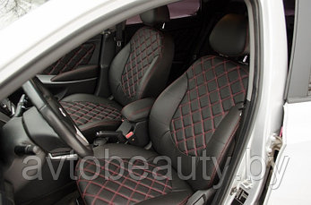 Чехлы для Audi A4 B8 (08-13)  РОМБИК (Экокожа), фото 2