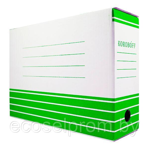 Короб архивный из белого гофрокартона KOROBOFF ширина 80 мм. зеленый - фото 2 - id-p88128096