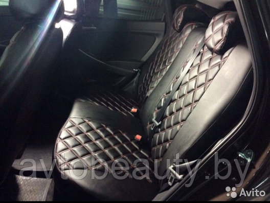 Чехлы для Hyundai Solaris (10-17) РОМБИК (Экокожа), фото 2