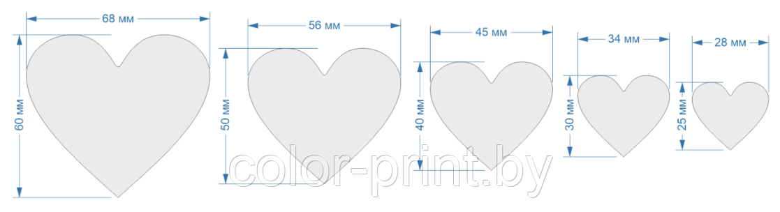 Набор шаблонов ''Сердце" , ПЭТ 0,7 мм (1уп = 5наборов) - фото 2 - id-p88128156