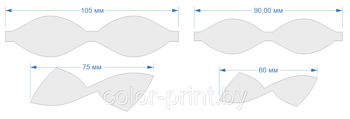 Набор шаблонов для бантиков, ПЭТ 0,7 мм (1уп = 5наборов) - фото 2 - id-p88129537