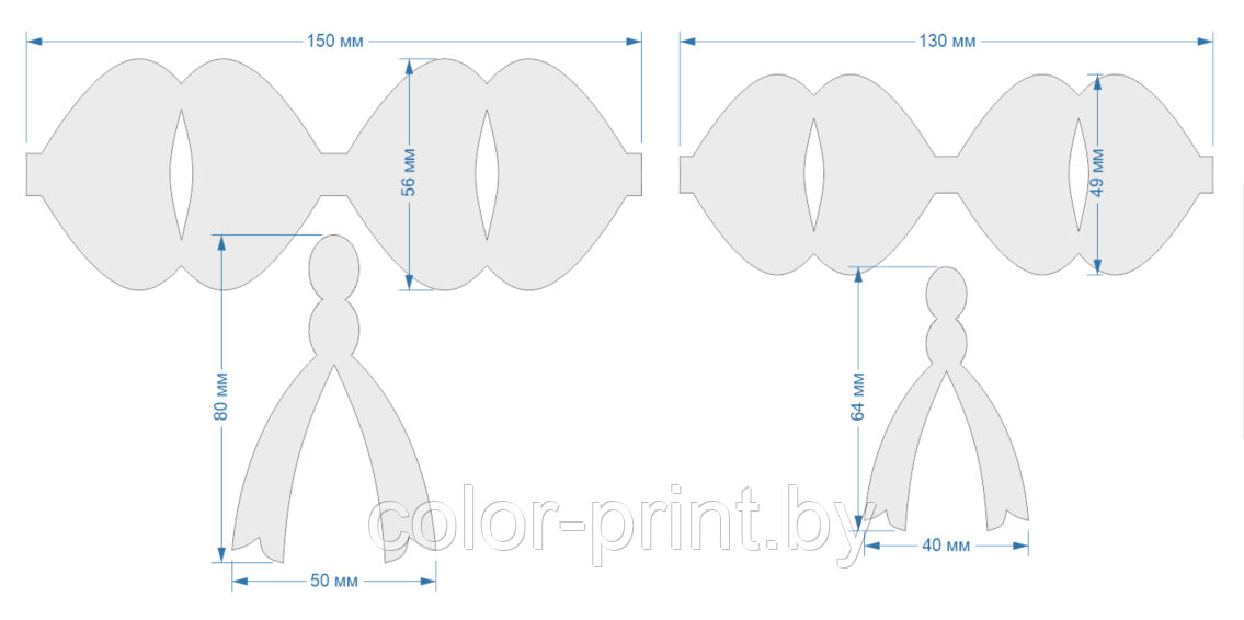 Набор шаблонов для бантиков, ПЭТ 0,7 мм (1уп = 5наборов) - фото 2 - id-p88129606
