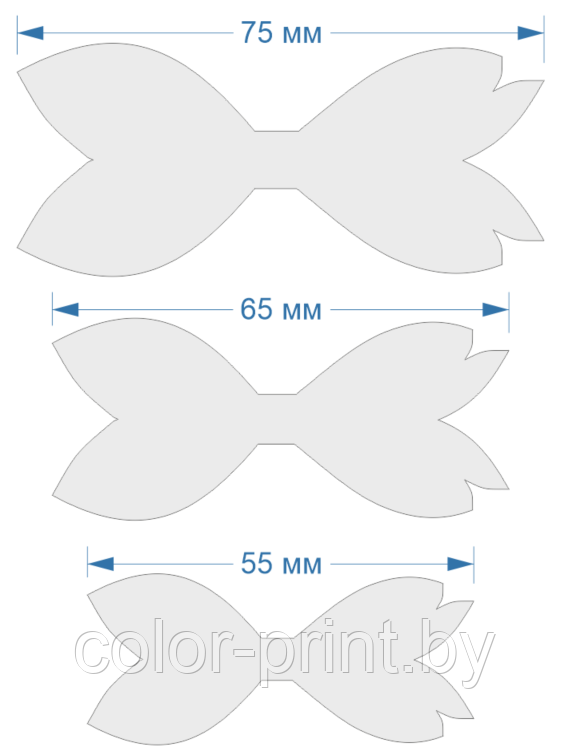 Набор шаблонов для бантиков, ПЭТ 0,7 мм (1уп = 5наборов) - фото 2 - id-p88130084