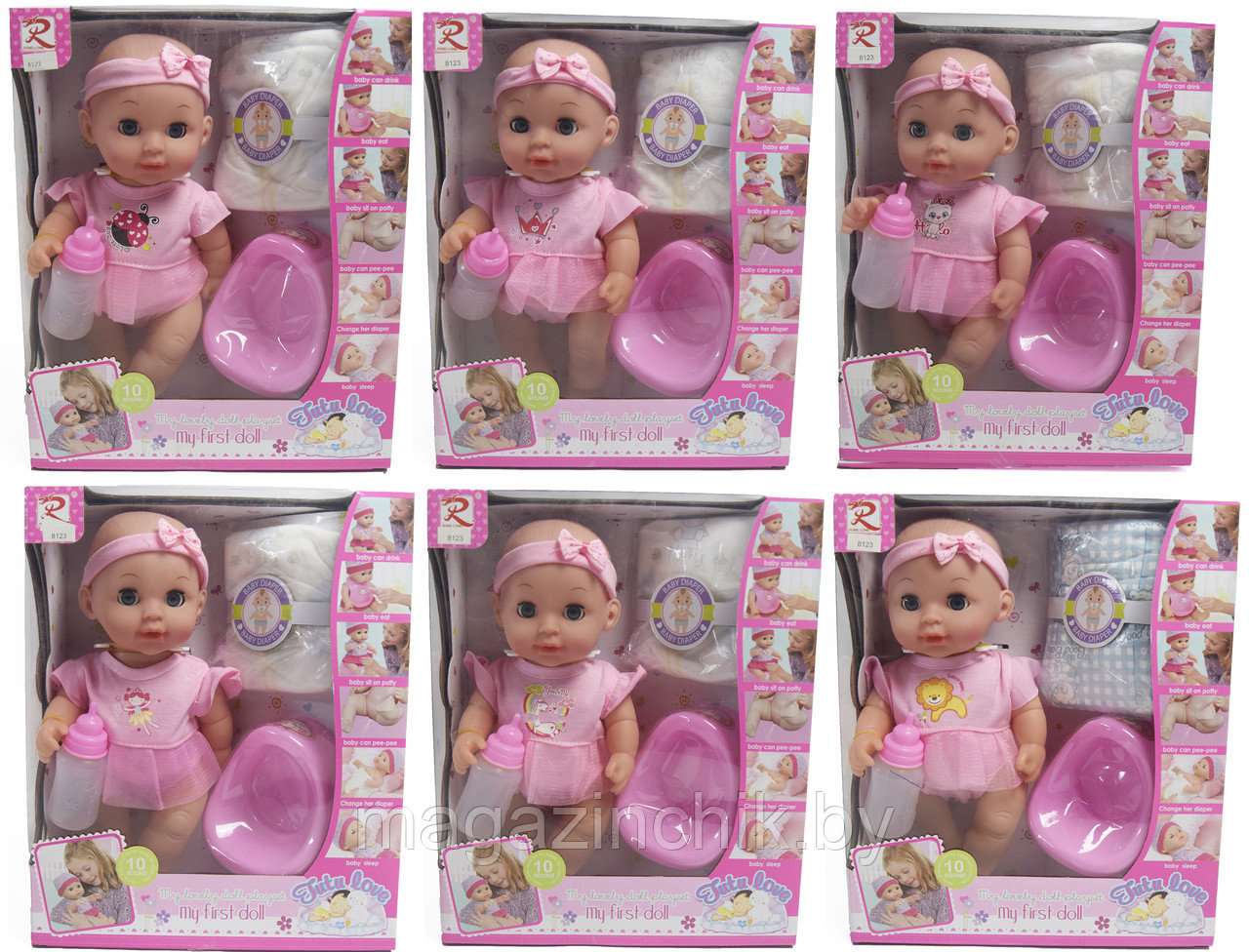 Кукла-пупс интерактивная Tutu dolls (пьет, писает, спит, 10 звуков) 8123 - фото 2 - id-p88143689