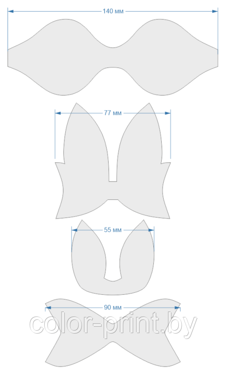 Набор шаблонов для бантиков , ПЭТ 0,7 мм (1уп = 5наборов) - фото 2 - id-p88145099
