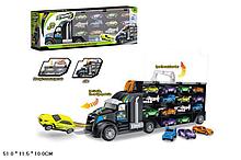 Фура, автовоз, трейлер, грузовик с инерционными машинками 12 шт , игровой набор  P858-A