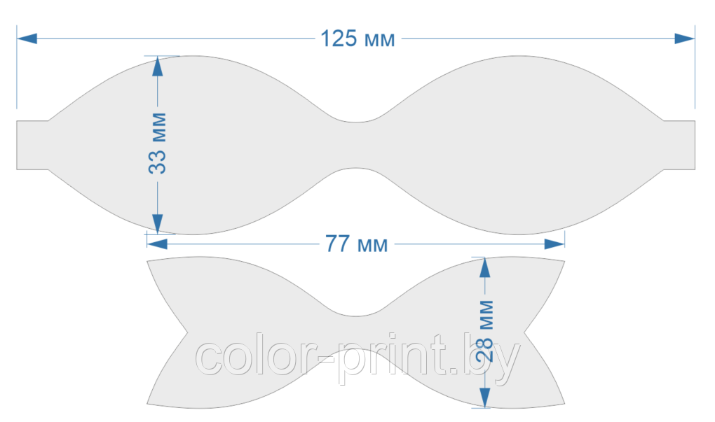 Набор шаблонов для бантиков , ПЭТ 0,7 мм (1уп = 5наборов) 125
